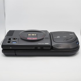 Sega Mega Drive Console Japan NTSC-J w/ Controller AC AV Mega CD 2 Option Tested