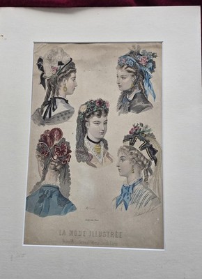 Antiker Modestich aus ''La Mode Illustrée'', ca.29x19 cm, Héloïse Leloir,19.Jh.