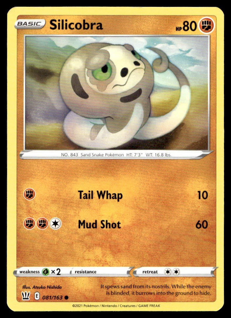 Silicobra 81/163 Pokemon Card Battle Styles Common 80 HP Lightly Played IC