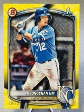 🔥⚾️HYUNGCHAN UM 2025 Bowman Paper 1st Yellow Bandana Border /75 #KC ROYALS!⚾️🔥