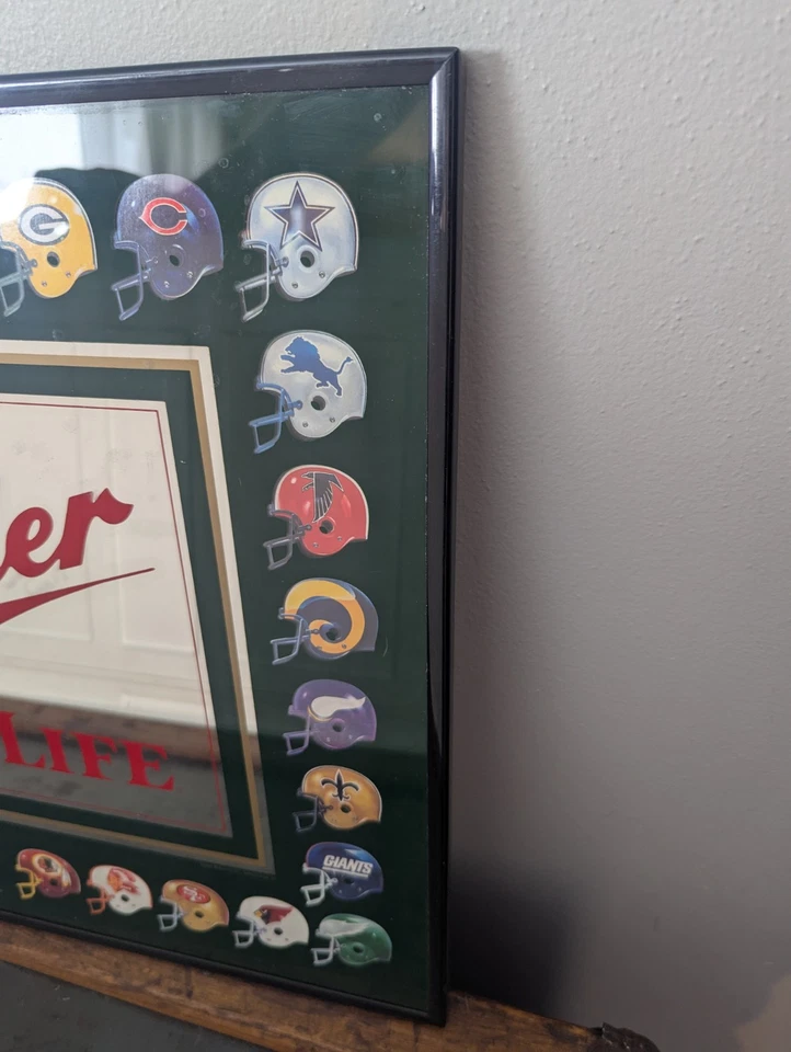 1980's Miller High Life 28 Team NFL Helmet Mirror Rare Bar Pre Expansion Vintage - Image 2 of 4