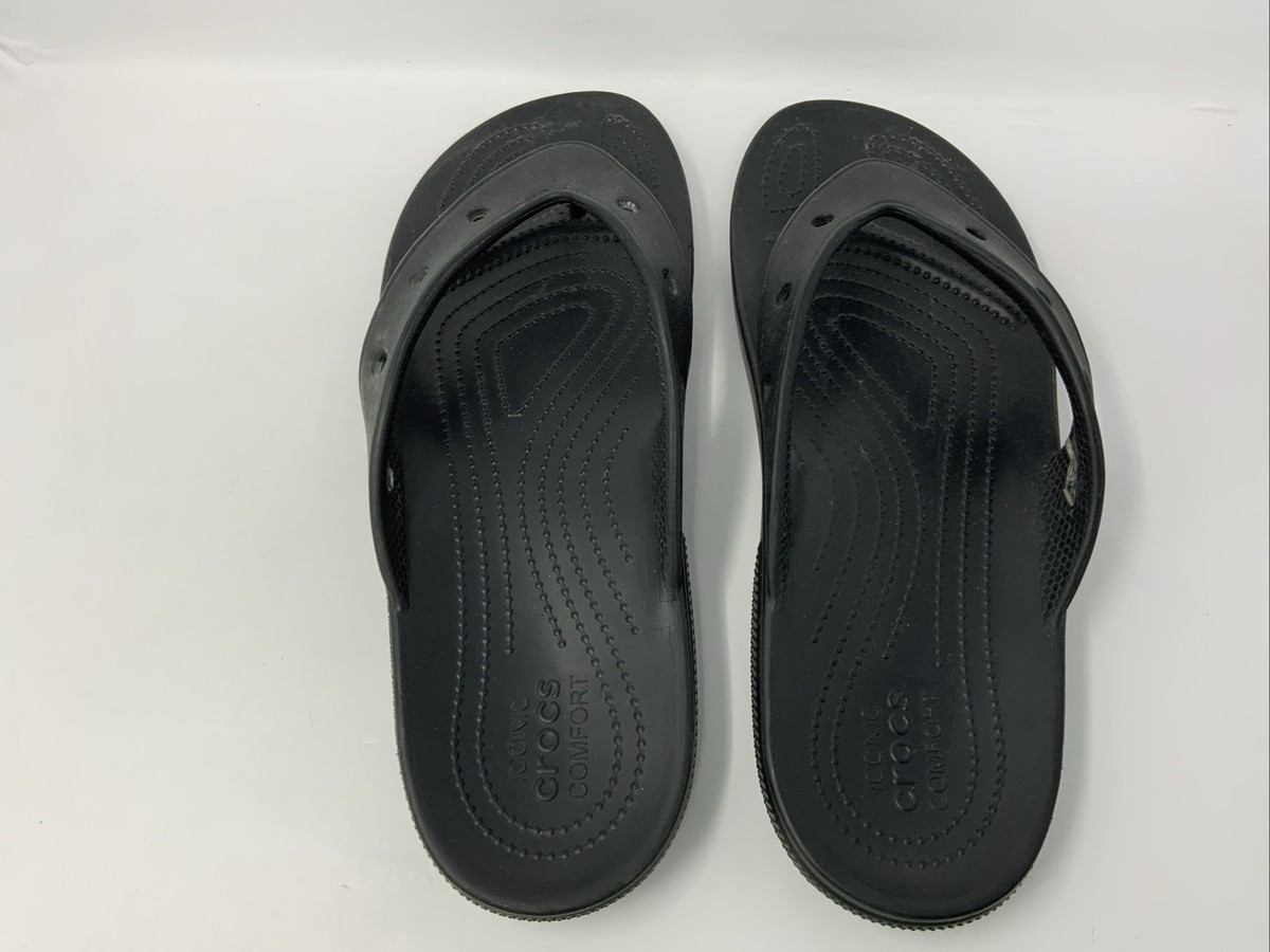 Crocs Classic Flip Flops Iconic Comfort Black Sandals Men
