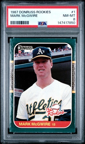 1987 DONRUSS ROOKIES #1 MARK MCGWIRE RC PSA 8