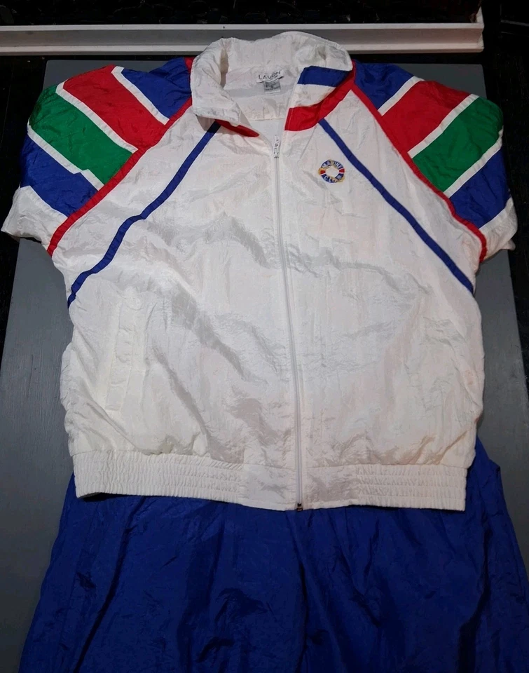 De Colección Lavon Sportswear XL Marine Club Traje de Pista Pantalones Chaqueta Nylon Años 90 80 Forrado Foto 2 de 4