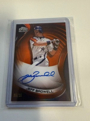 2022 TOPPS CHROME BLACK JEFF BAGWELL ORANGE  AUTO ENCASED 5/25 JERSEY # MATCH FM