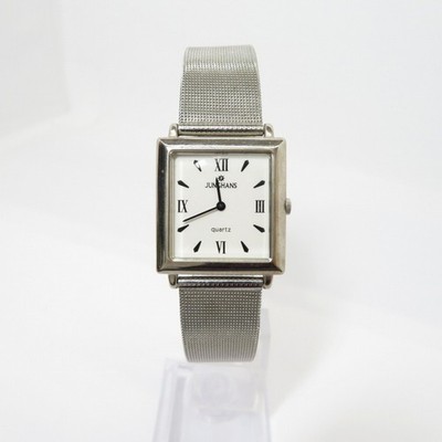 Junghans Square White Dial Quartz Watch, Silver Color From Japan