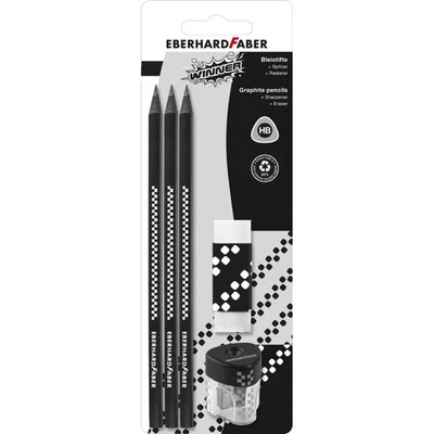 Eberhard Faber Winner Bleistift-Set mit Dreikant-Bleistift Härtegrad HB-5-teilig