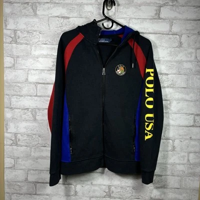 Vintage Polo Ralph Lauren USA Ski Jacket Full Zip Hoodie Sweatshirt Mens Medium - Image 1 of 4