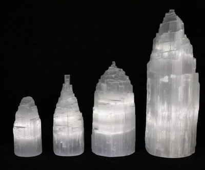 Selenit Kristall Lampe 15-30cm | Naturheillicht aus Marokko | Gratis Kabel
