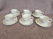 ROYAL DOULTON SUMMER CARNIVAL TEA CUPS & SAUCERS X 6