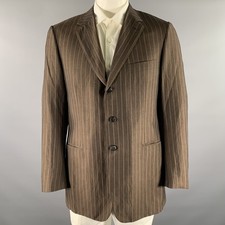 BRIONI Size 42 Brown Camel Pinstripe Wool Blend Notch Lapel Sport Coat