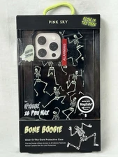 Pink Sky GLOW IN THE DARK Dancing Skeleton iPhone 16 Pro Max Phone Case MagSafe