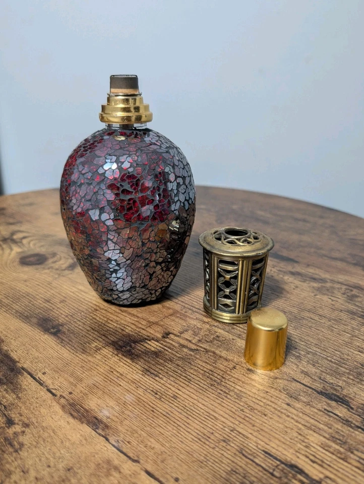 Queimador de óleo Ashleigh e Burwood acabamento em vidro rachado mosaico vermelho  - Imagem 3 de 4