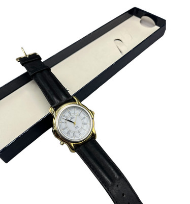 Timex Indiglo CR 1025 Armbanduhr Unisex Goldfarben Lederarmband Quarz Römisch