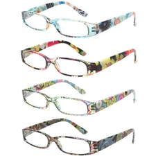 Kerecsen Women's Reading Glasses 4 Pairs Ladies Fashion Spring Hinge Readers