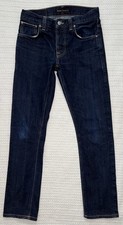 Nudie Jeans Mens 30x30 (29”x28”) Blue Grim Tim Dry Deep Selvedge Slim Straight