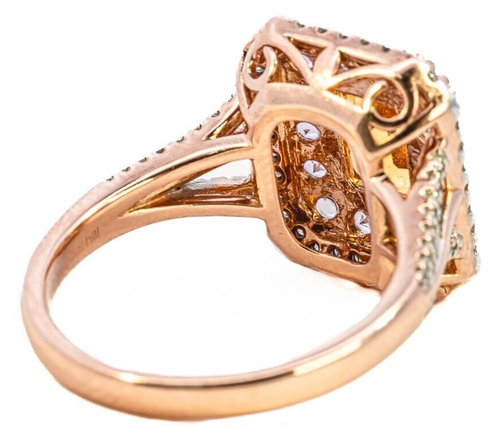 Exquisite Rose Gold Citrine, Sapphire & Diamond Cluster Ring - Picture 11 of 16