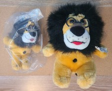 2 VINTAGE HUBERT THE HARRIS BANK LION COLLECTIBLE STUFFED PLUSH DOLLS  8"