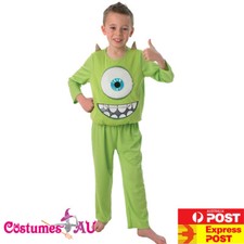 Child Mike Wazowski Costume Boys Kids Deluxe Disney Green One Eye Monster