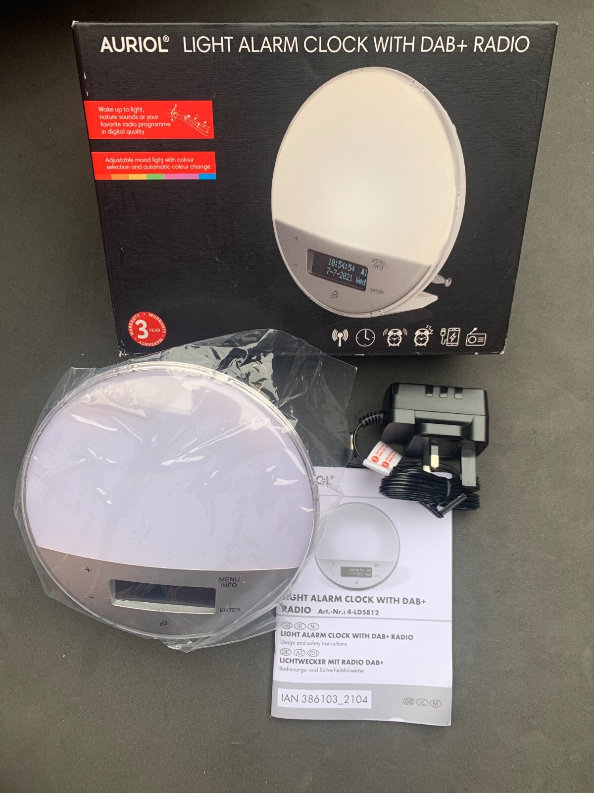 AURIOL Light Alarm Clock With DAB+Radio 20 Brightness Level eBay