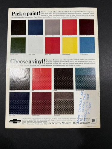 1965, 1968, 1969 & 1971 Chevrolet Corvette Sting Ray Dealer Brochures....4 Items - Picture 5 of 9