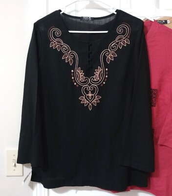 NWT Lot of 4 Hand Embroidered Asian Tops, Shirt, Tunics Woman s Size Medium 8-10