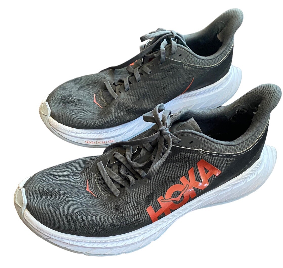 Hoka One One Carbon x 2 Shoes Men 9.5 Gray Red Running Walking
