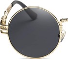 Round Steampunk John Lennon Style Sunglasses – Metal Frame, UV400, Polycarbonate Lenses - View #3