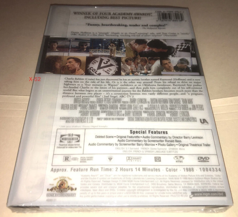 Rain Man DVD Tom Cruise Dustin Hoffman Valeria Golino barry levinson hans zimmer - Image 3 of 4