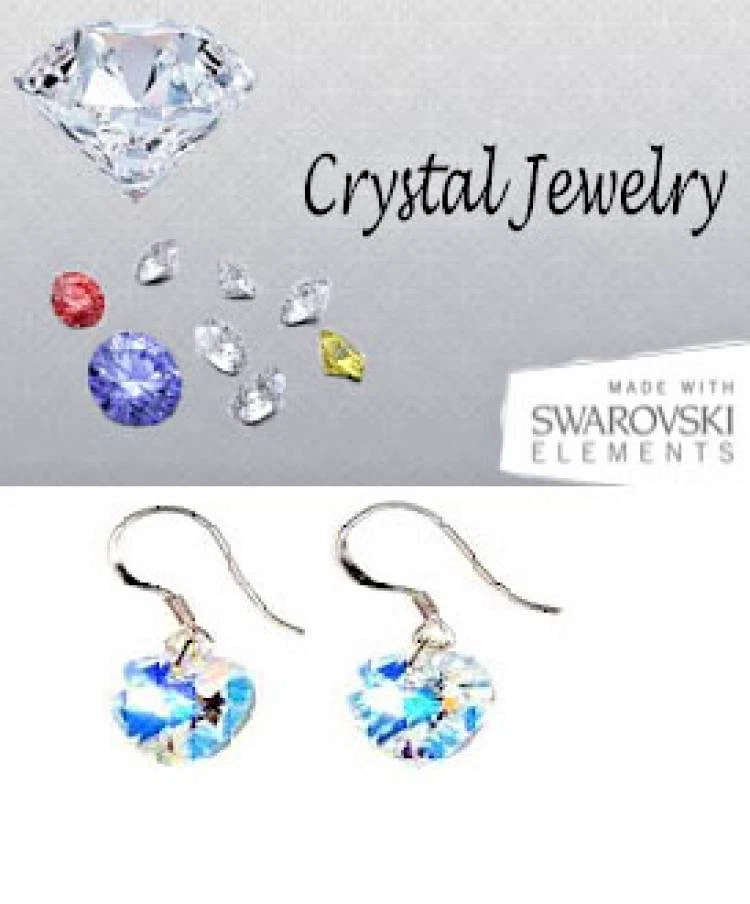 Orecchino Cuore Goccia Ab Aurora Boreale 18kt Oro Giallo Swarovski Arcobaleno US - Immagine 2 di 4