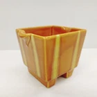 Vintage Hull Continental Square Candle Stick Holder Persimmon Orange #67 USA