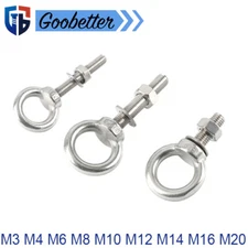Lifting Eye Bolts Nuts & Washers Stainless Steel A2 304 Longshank Metric M3-M20