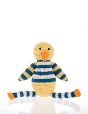Peluche canard coton bio 30 cm avec Hochet