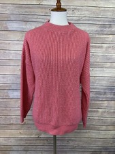 Vintage American Pride Medium Pullover Sweater Pink Metallic Flecks Mock Neck