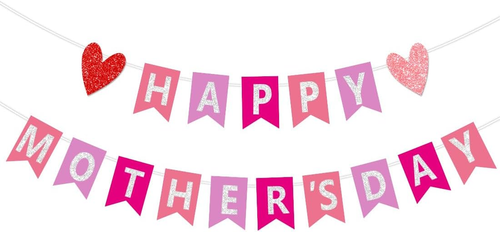 Happy Mother'S Day Banner Decorations Glitter Pink Best Mom Ever Mom'S Garland..