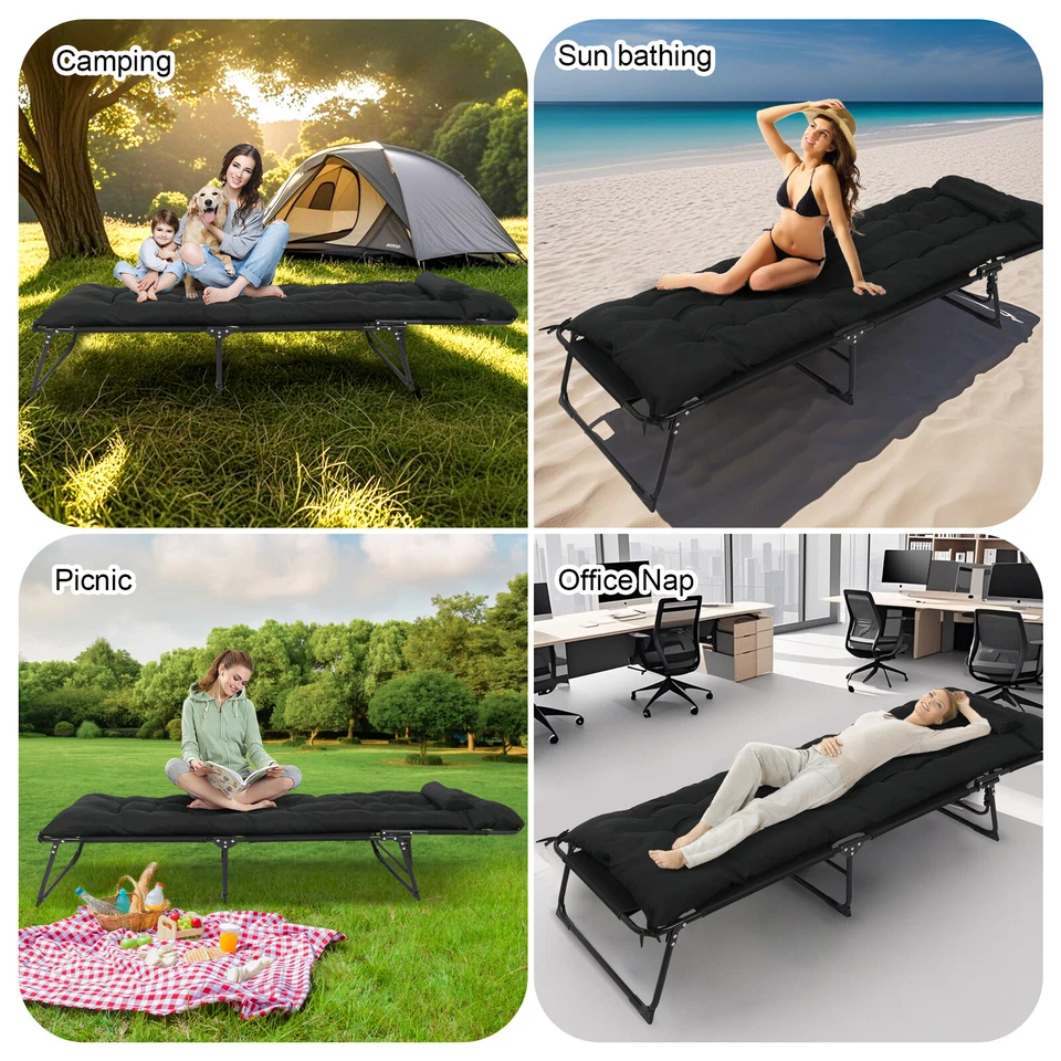 Sonnenliege klappbar Gartenliege mit Kopfkissen + Kissen Liegestuhl Strandliege - Bild 4 von 4