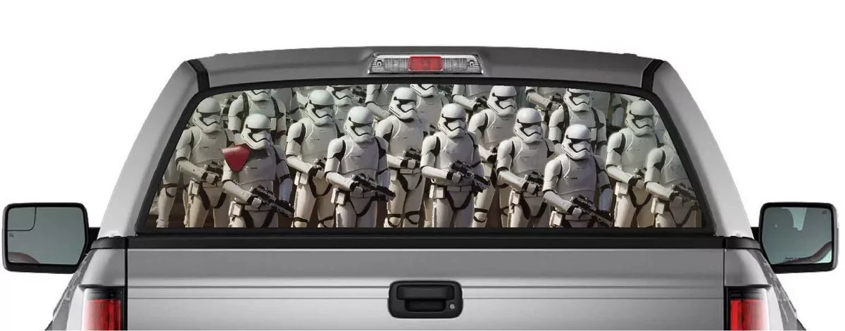 PERFORATED STAR WARS IMPERIAL TROOPERS TRUCK BACK WINDOW STICKER