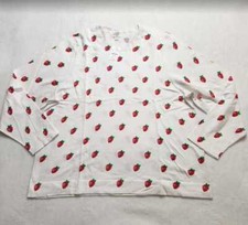 New women's M XXL 3X J Crew Factory strawberry print Teddie sweater