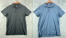 TELALEO Mens Performance Polo Shirts X2 Medium Blue Gray Golf Wick Short Sleeve