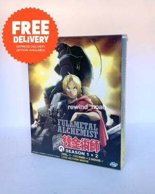 DVD Anime Fullmetal Alchemist Season 1 + 2 (1-115 End) + 2 Movies + Live Action