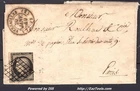 FRANCE N° 3a ON LETTER WITH POSTMARK GRID + CAD VERSAILLES OF 20/01/1849