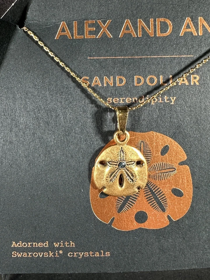 Novo com etiquetas Alex and Ani Sand Dollar III colar expansível com cristal Swarovski em ouro - Imagem 4 de 4