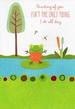 Cute THINKING OF YOU Card, Happy Cartoon Frog by American Greetings Envelope