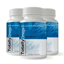 Totally Products Omega- 3 Fish Oil 1000mg Brain Health Dietary Softgel 3 Packs