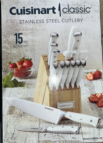 Cuisinart 15 Piece Cutlery Set with Block - White (C77WTR-15P) NIOB - Picture 2 of 4