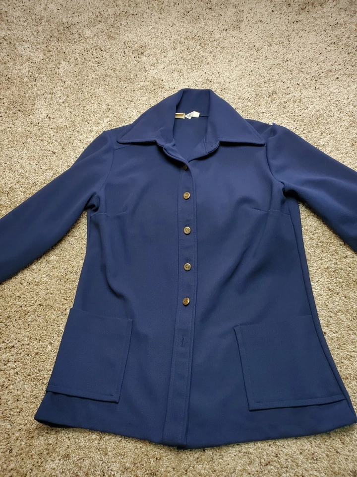 Винтажная женская куртка Sears размер 14 синяя на пуговицах Americana ретро 70-е США - Изображение 4 из 4