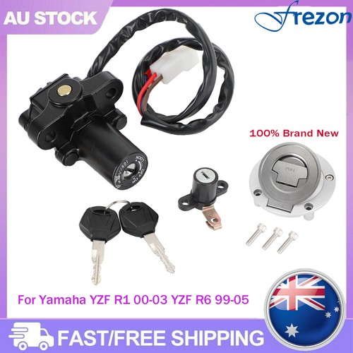 Ignition Switch Fuel Gas Cap Seat Lock Set For Yamaha YZF R1 00-03 YZF ...