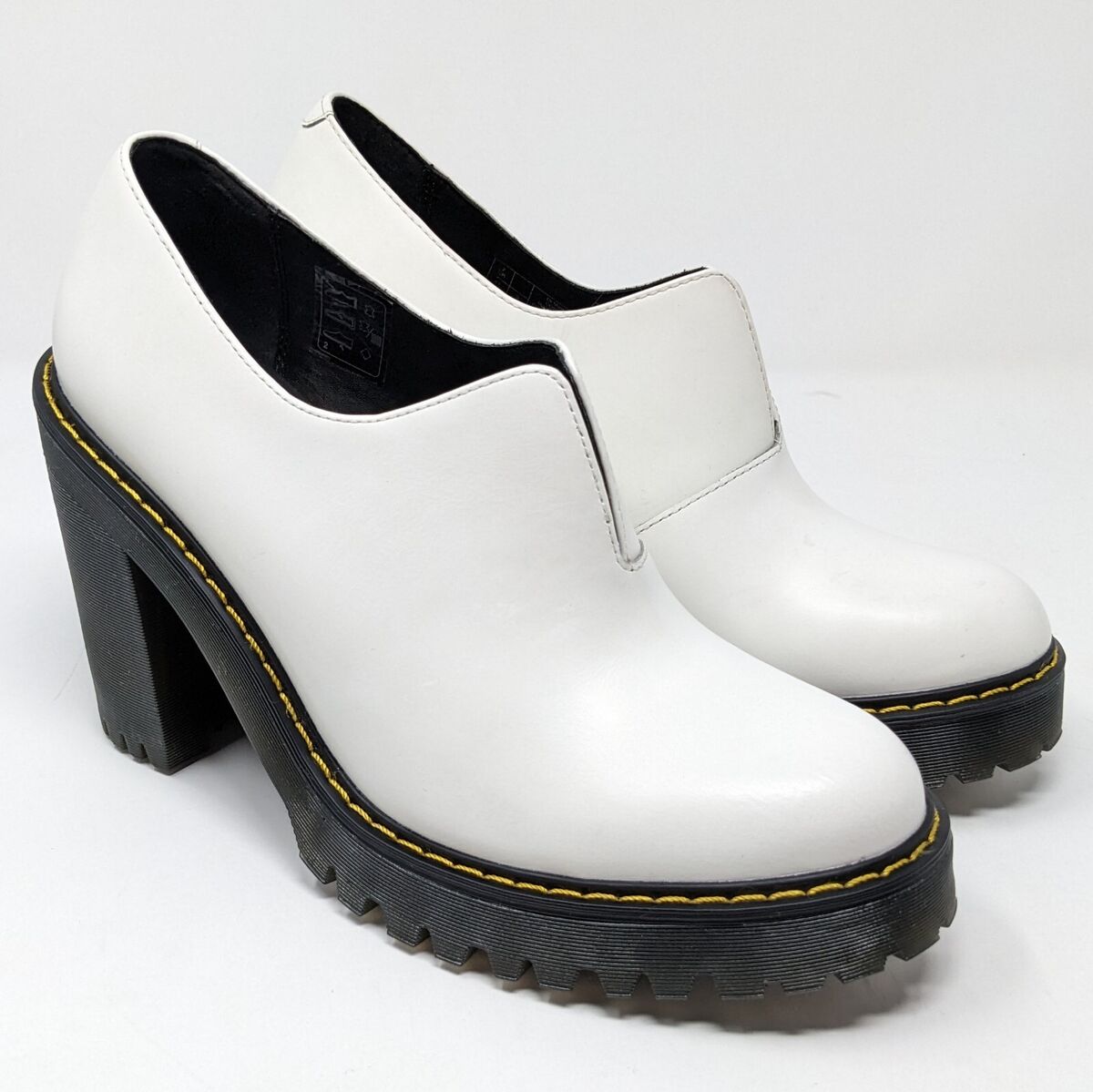 Dr. Martens Cordelia White Leather Chunky Heeled Ankle Boots Dr. Martens Cordelia White Leather Chunky Heeled Ankle Boots
