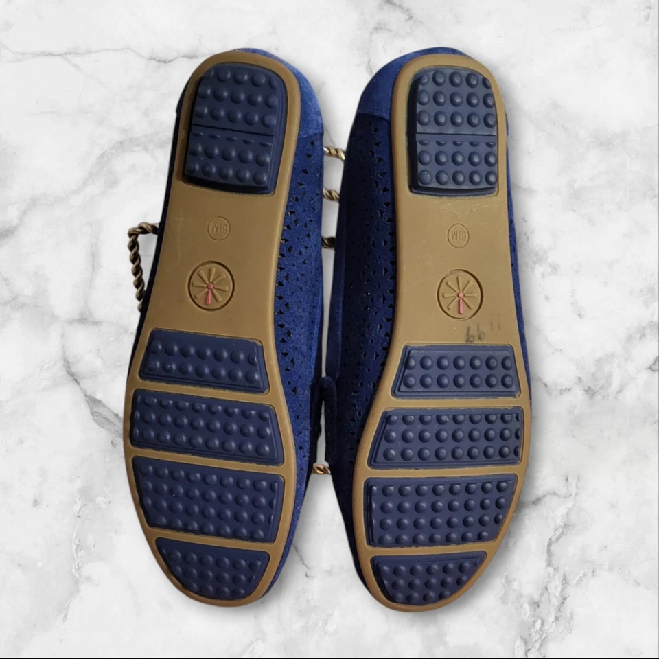 Isaac Mizrahi Live 海军蓝麂皮绒乐福鞋平底懒人鞋 6.5 码 — 第 3/4 张图片