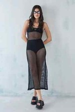 Urban Outfitters UO Fishnet Knit Crochet Beach Coverup Midi Dress XS New 259320